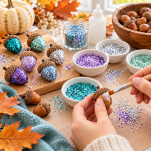 Glitzereicheln mit Glitzerpulver basteln
