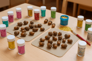 Kindergeburtstag basteln Eicheln