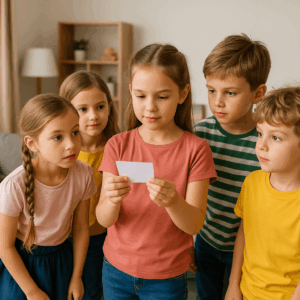 Kindergeburtstag Spiel geheime Aufgabe