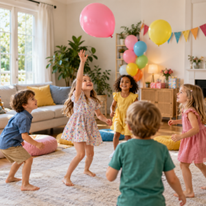Luftballon Spiel für den Kindergeburtstag drinnen