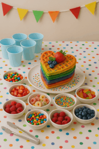 Regenbogenwaffeln Buffet