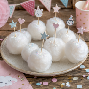 Zuckerwatte Schneebälle als schneller Weihnachtssnack