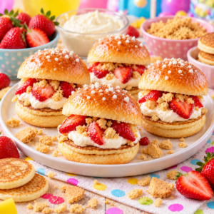 Süße Mini Burger mit Erdbeeren