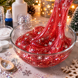 Weihnachtsschleim aus PVA Kleber und Natron herstellen