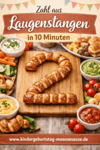 Kindergeburtstag Buffet Zahl aus Laugenstangen