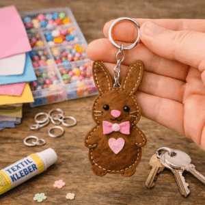 Mini-Osterhase aus Filz als Schlüsselanhänger