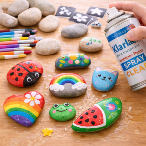 Steine bemalen (mit Klarlack)