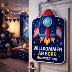 Willkommensschild Weltraum