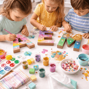 Buchstaben bemalen am Kindergeburtstag