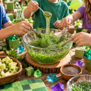 Grüner Chia-Schleim als Zaubertrank für den Kindergeburtstag