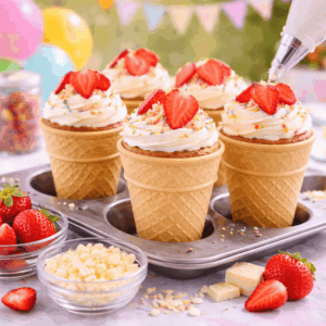 Erdbeer-Waffelbecher-Kuchen