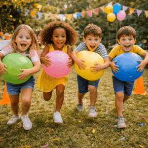 Luftballon-Wettkampf Kindergeburtstag