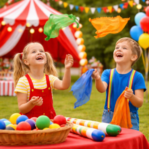 Zirkus-Kindergeburtstag-Jonglieren