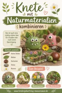 Kindergeburtstag Knete mit Materialien aus dem Wald