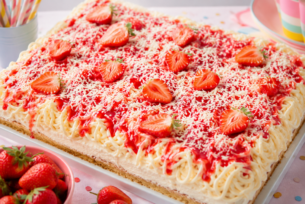 Spaghetti Eis Blechkuchen