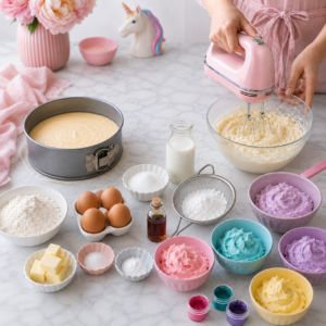 Einhorn Torte backen einfach