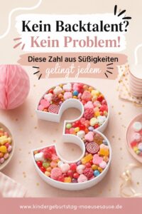 Kindergeburtstag Zahl aus Süßigkeiten Buffet ohne Backen