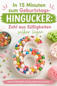 Kindergeburtstag Zahl aus Süßigkeiten Idee
