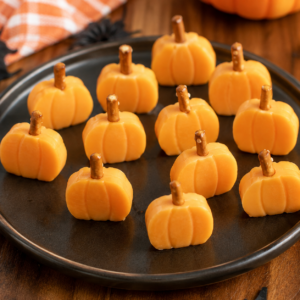 Mandarinen Kürbisse als Halloween Obstsnack