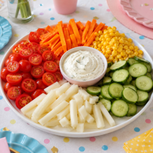 Snackplatte Kita Gemüse mit Dip