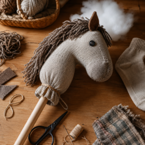 Steckenpferd basteln aus Socke