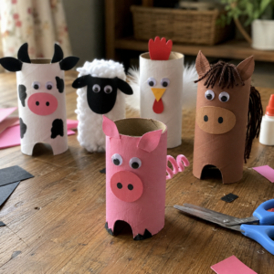 Tiere aus Klopapierrollen Schwein