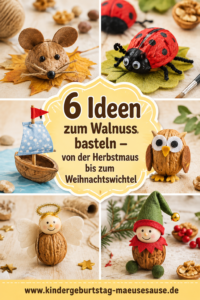 Walnuss basteln Eule Maus