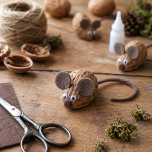 Walnuss basteln Maus