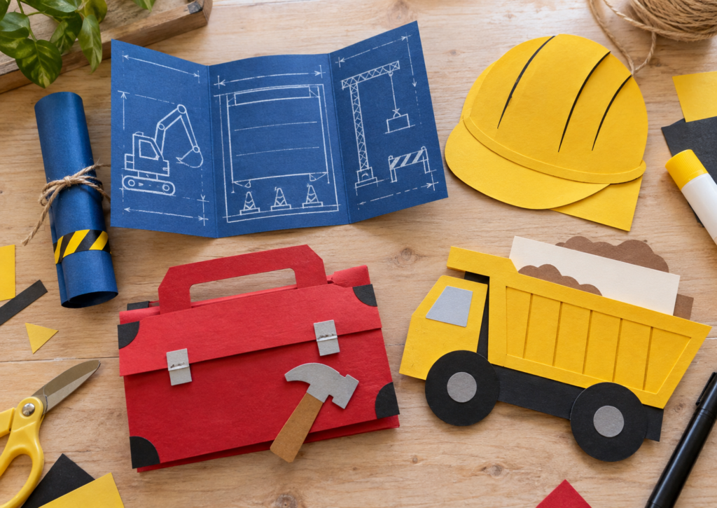Baustelle Einladung basteln