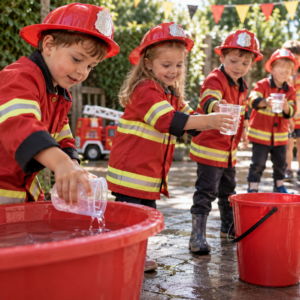 Feuerwehr-Kindergeburtstag-Spiel-Wasserspiel