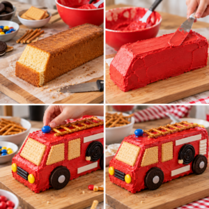 Feuerwehrauto Kuchen backen Anleitung