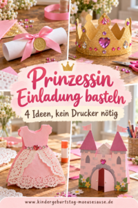 Prinzessin Einladung basteln 4 Ideen