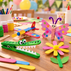 Bunte Bastelparty mit Eisstielen