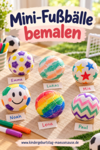 Bunte Mini-Fußbälle selbst bemalen Kindergeburtstag