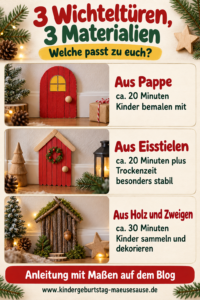 Drei Wichteltüren aus Naturmaterialien