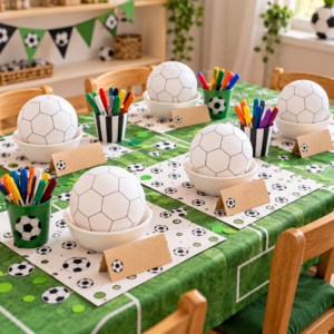 Bälle vorbereiten für den Fußball Kindergeburtstag