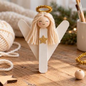 Handgemachter Engel mit Glitzerstern