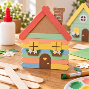 Haus aus Eisstielen basteln
