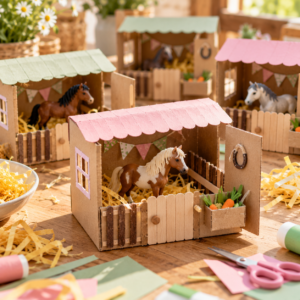 Miniatur-Pferdeställe aus Pappe