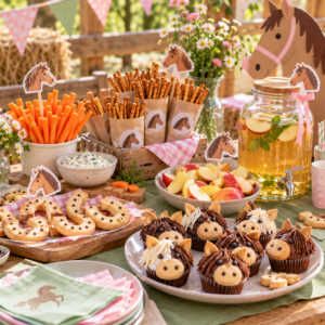 Rustikale Pferdeparty-Snacktafel