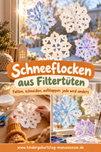 Schneeflocken aus Filtertüten basteln