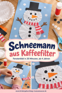 Schneemann aus Kaffeefiltern gestalten