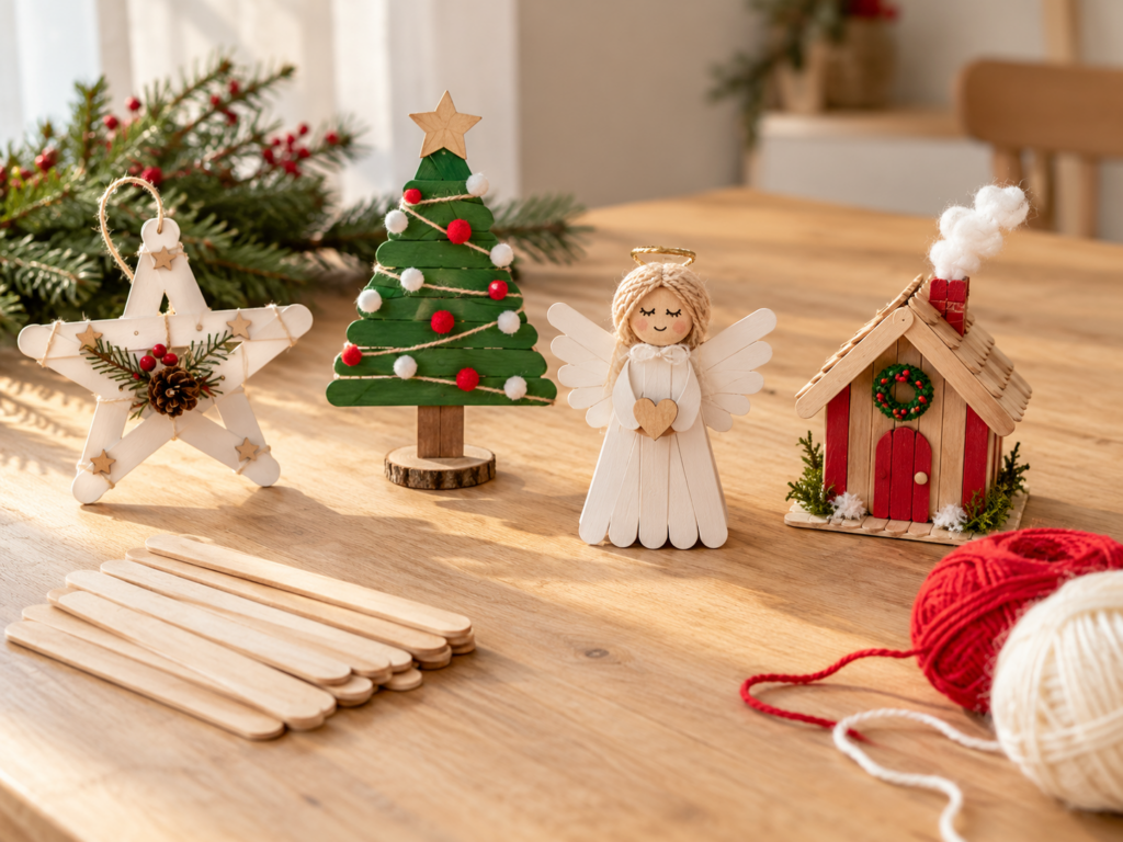 Weihnachtsbasteln mit Eisstielen