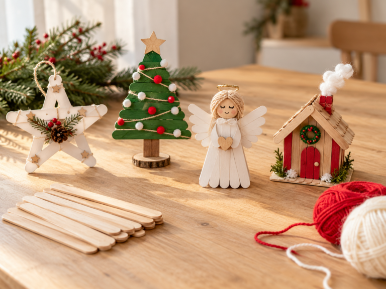 Weihnachtsbasteln mit Eisstielen